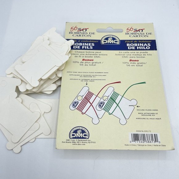 Vintage DMC Floss Bobbins 56 Cardboard Bobbins In Package & 20+ Loose Ones - Picture 3 of 3